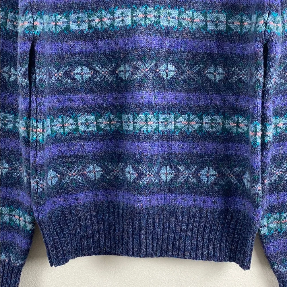 Nordstrom Vintage Scottish Shetland Wool Fair Isle Knit LS Crewneck Sweater - Picture 4 of 14